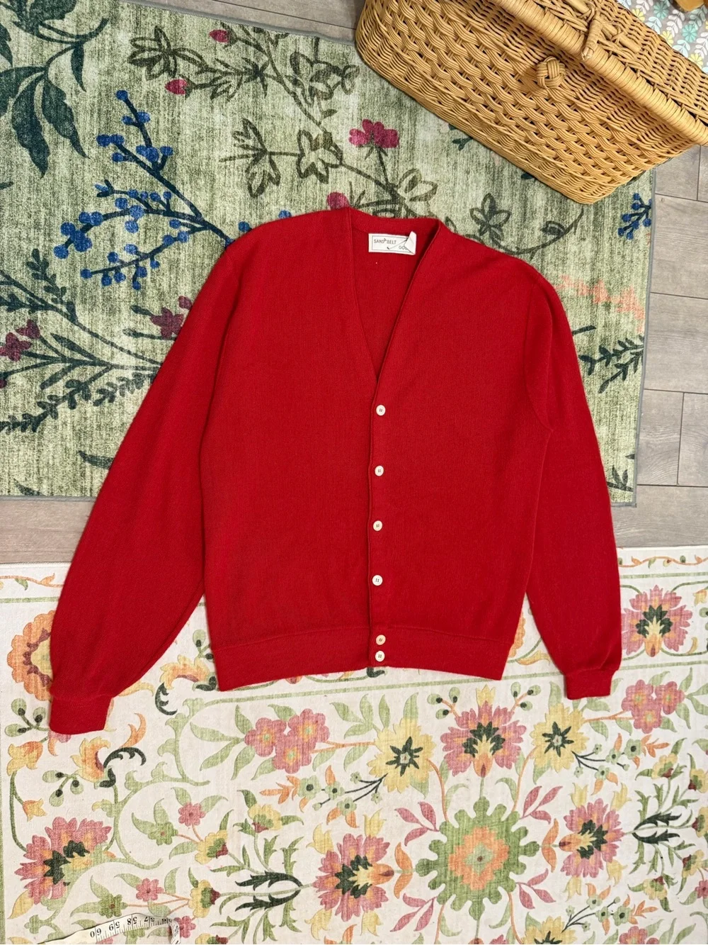 Vintage 90s Sansabelt Golf Red Button Cardigan Sweater Sz XL Tall Classic Preppy
